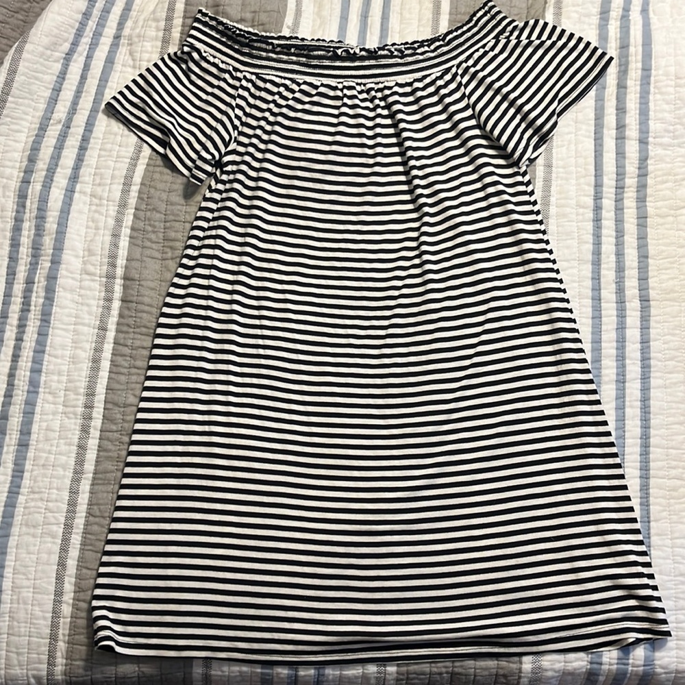 Striped, off the shoulder sundress